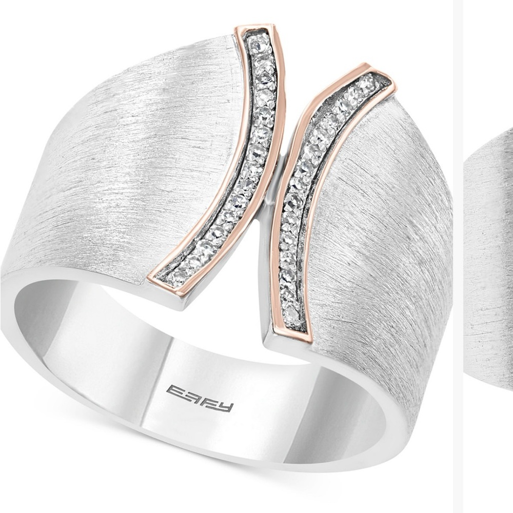 Elegant Silver and Rose Gold Women's Ring - Picture 2 of 7